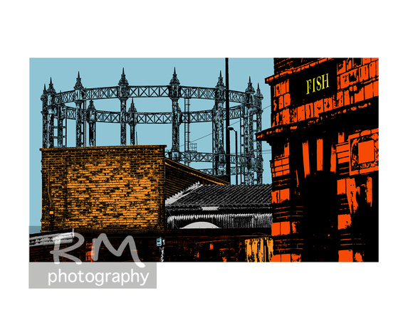 Great Yarmouth Wharf Gasometer 2020 (from 2015 photo) 14x11 photography/digital art print