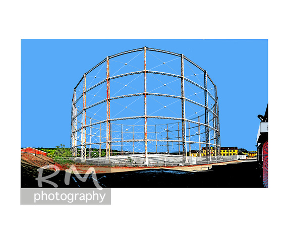 Huddersfield Gasometer panorama 2020, 14x11 digital art print